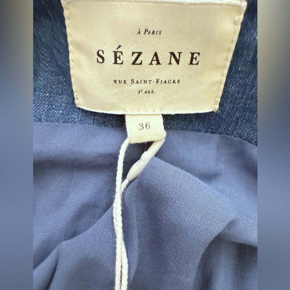 NWT Sézane Dakota Quilted Jacket in Denim Blue Sz 4 - Picture 10 of 16